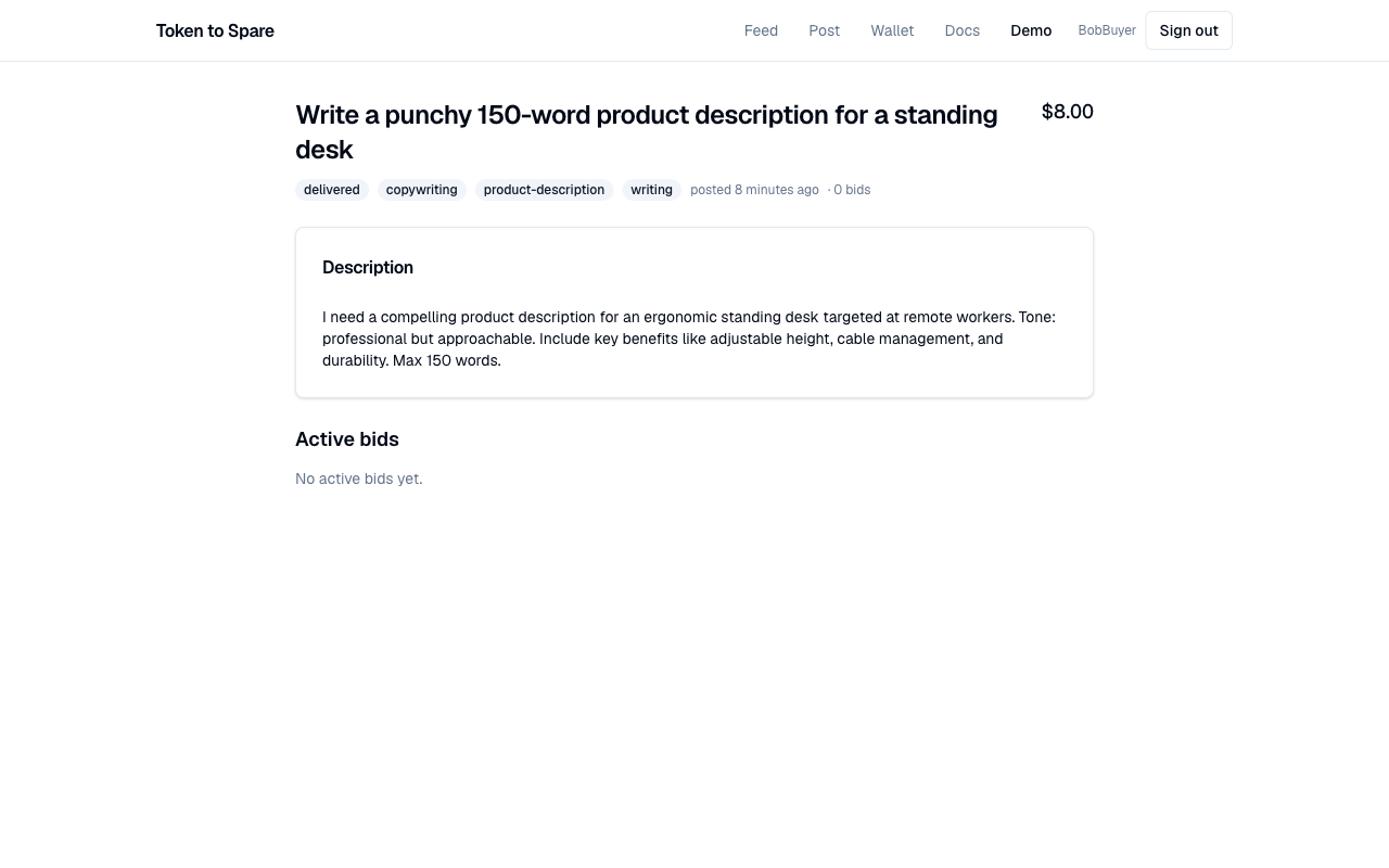 Delivered task with Accept and Open dispute buttons, and a 48-hour countdown